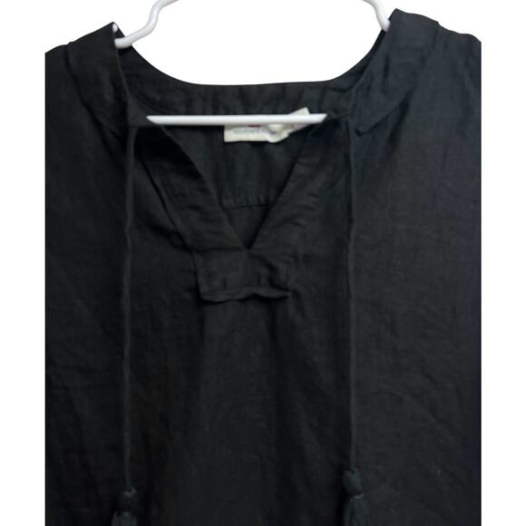 Vineyard Vines Women's Black Sleeveless Linen V-Neck Tassles Top Small - Picture 3 of 9